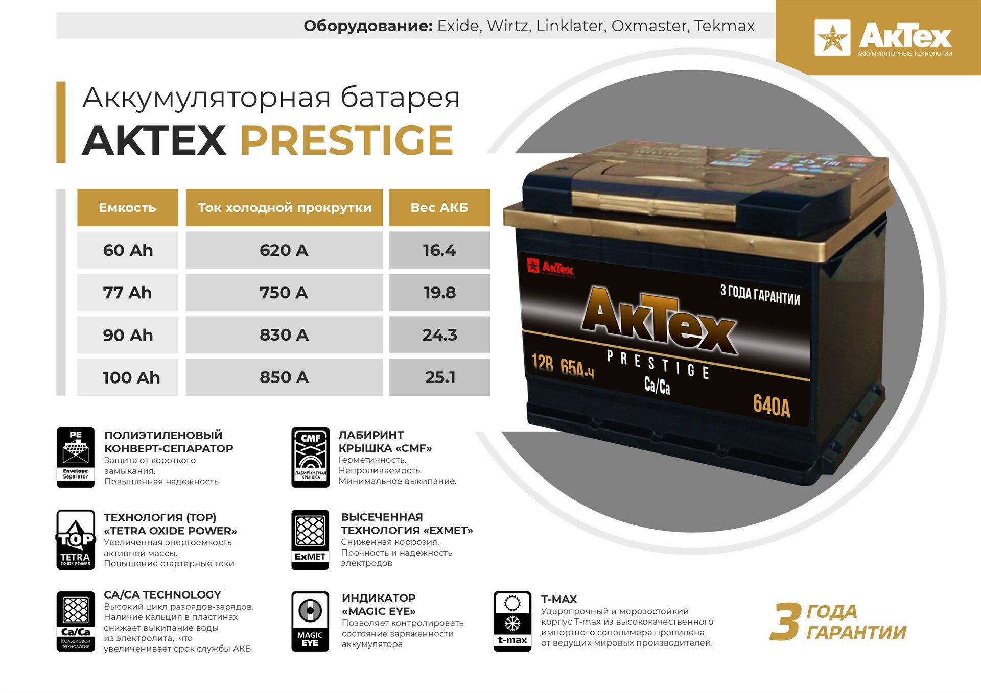 Аккумуляторная батарея AKTEX PRESTIGE