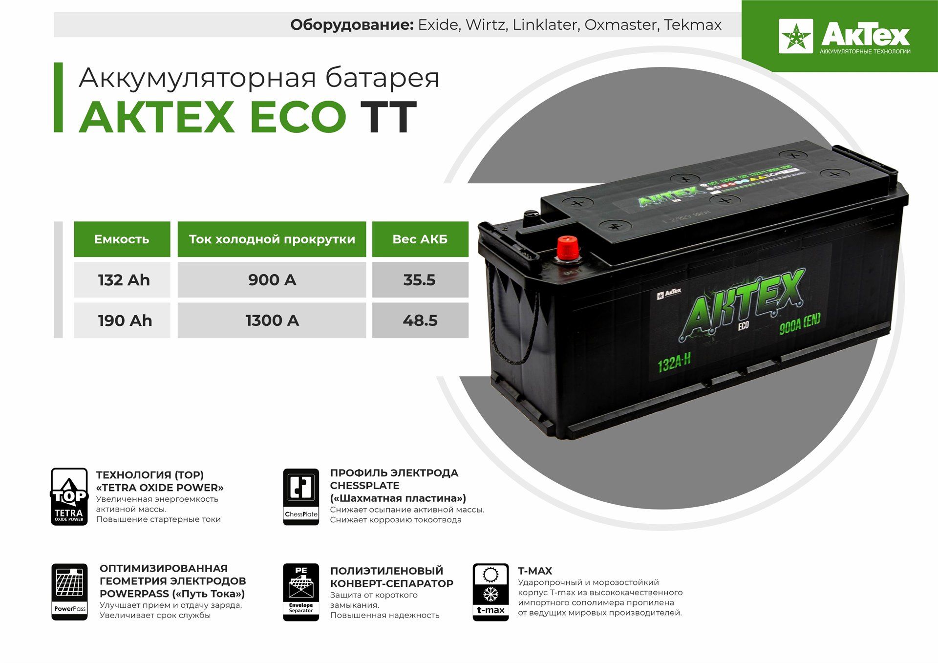 Аккумуляторная батарея AKTEX ECO TT